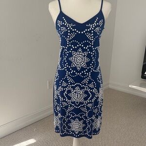 Michael Kors Blue and White Patterned Dress